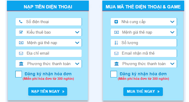 nạp tiền điện thoại, game online